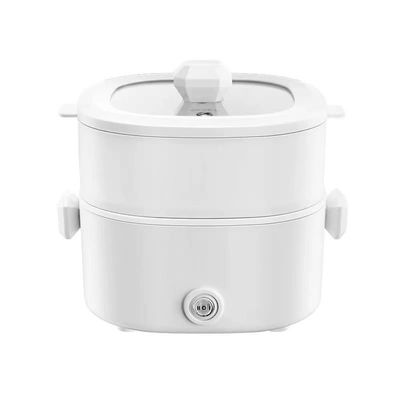 JYYBN Electric Hot Pot Portable Electric Skillet Hot Pot Multi Cooking Machine Dormitory Multifunction Non-Stick Pan,White,2layers