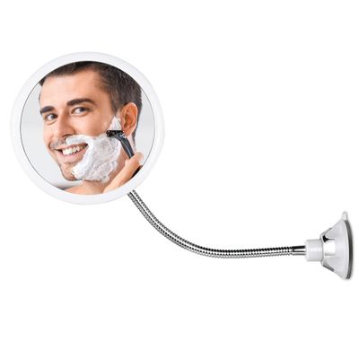 MIRRORVANA Flexible Round Fogless Shower Mirror for Shaving with Height Adjustable Gooseneck Extension, 360 Swivel and Upgraded Suction Cup - Shatterproof 6.7" Diameter Surface