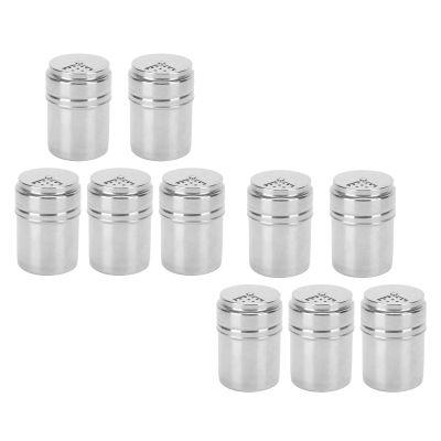 10 Pcs Seasoning Shaker, Spice Shaker Sugar Shaker Stainless Steel Seasoning Bottle Salt Pepper Shaker Seasoning Cans with Rotating Cover