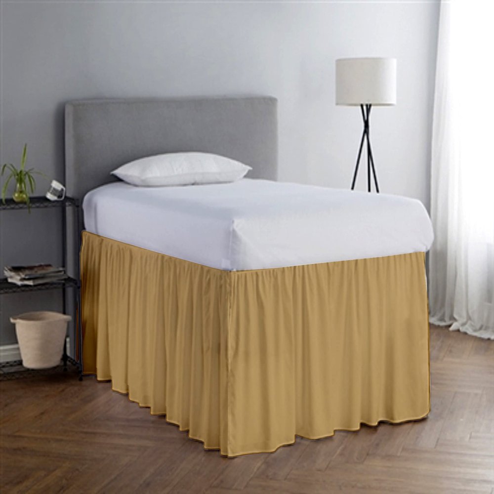 Dust Ruffled Bed Skirt College Dorm Extended Extra Long Dorm Room Bed Skirt, 100% Egyptian Cotton, 400-Thread-Count, 32-Inch Drop Extra Long Dorm Room Bed Skirt - Taupe, Twin XL - 39" x 80"