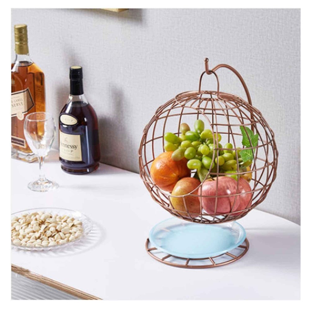 Fruit Bowl for Kitchen Counter Fruit Basket Fruit Basket For Kitchen, Metal Wire Fruits Vegetable Bowl Tiered Stand Holder With Banana Hanger For Organizer Countertop Storage Kitchen Storage Rack