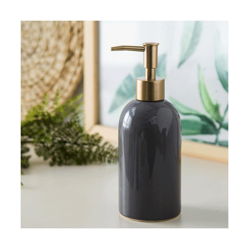 420ml/14oz Solid Color Ceramic Manual Press Soap Dispenser Countertop Soap Pump Dispenser Refillable for Bathroom Kitchen