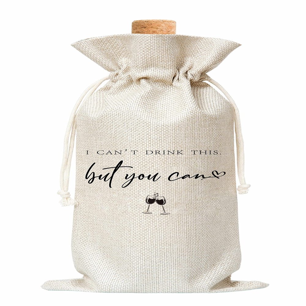 Baby Announcement Wine Gift Bag - Pregnancy Reveal for Aunt, Uncle, Grandparents - 1 Pc Burlap Wine Bottle Cover Bag (a26)