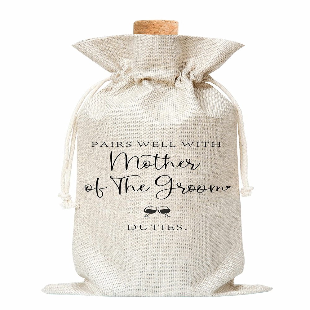 Tedea Mother of Groom Wine Gift Bag, Burlap Wine Bottle Cover, 1 Pc (a13), Wedding Occasion