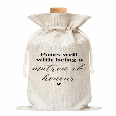 Tedea Matron Of Honor Gifts, Maid Of Honor Proposal Gifts, Matron Of Honor Wine Gifts Bag For Matron Of Honor Proposal, Bridesmaid Proposal, Bridesmaid Duties, 1 Pc Burlap Wine Bag (A09)