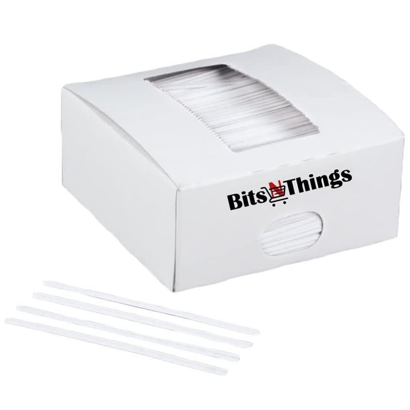 4 Inch White Twist Ties - 2000 Count | Paper Coated Wire Bag Ties | Bread Bags, Bakery, Candy, Coffee & Food Packaging | Dispenser Box | Bits N Things