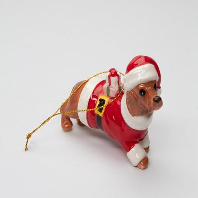 Cosmos Gifts 57011 Dachshund Dog Dressed Like Santa Claus Ceramic Ornament