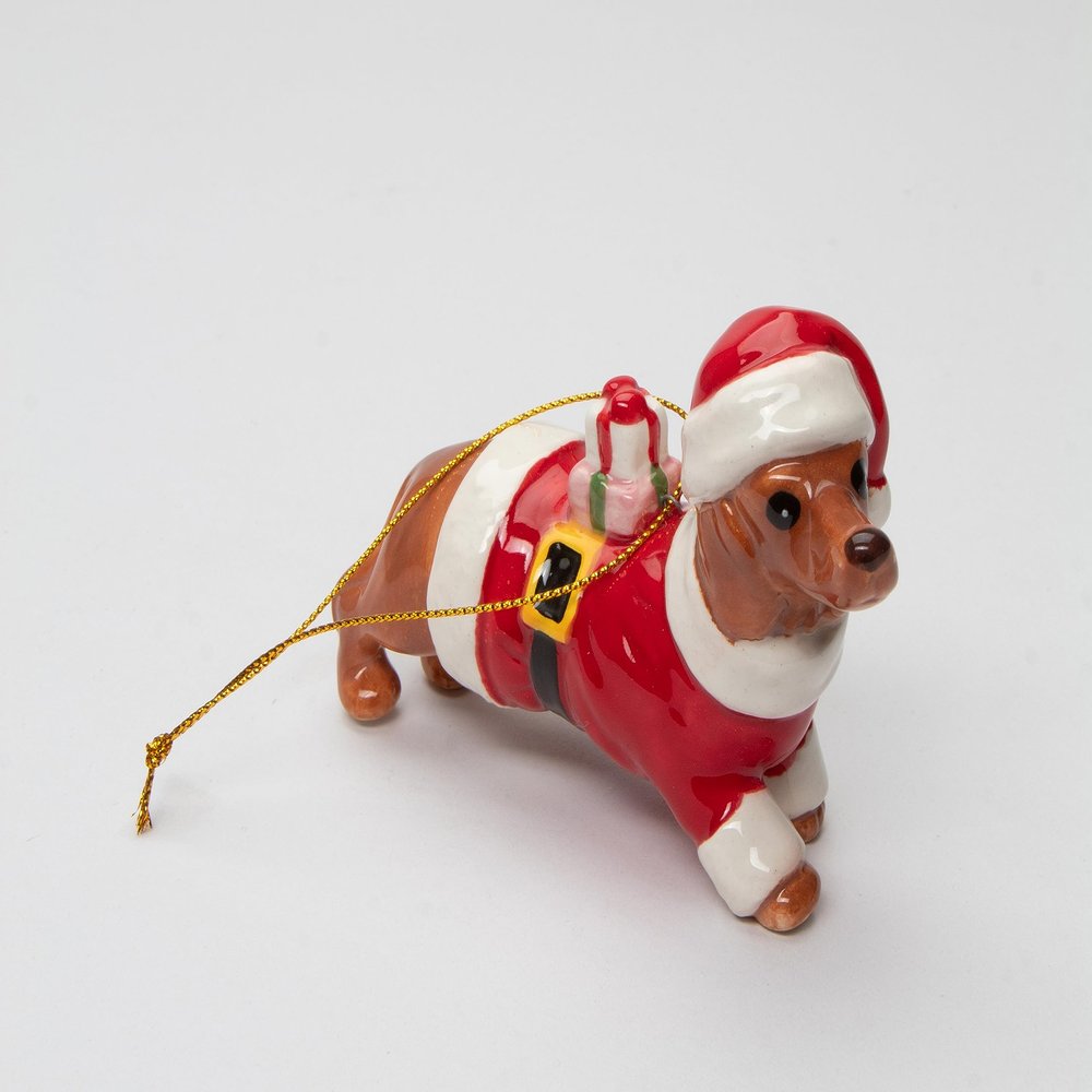 Cosmos Gifts 57011 Dachshund Dog Dressed Like Santa Claus Ceramic Ornament