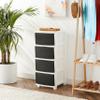 IRIS USA Plastic Drawer Storage Organizer, 4-Drawers, for Classroom Art Supplies Bathroom Dorm Bedroom Laundry Room, Slim Narrow, White Frame with Matte Black Front Panels view 2