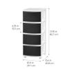 IRIS USA Plastic Drawer Storage Organizer, 4-Drawers, for Classroom Art Supplies Bathroom Dorm Bedroom Laundry Room, Slim Narrow, White Frame with Matte Black Front Panels view 3