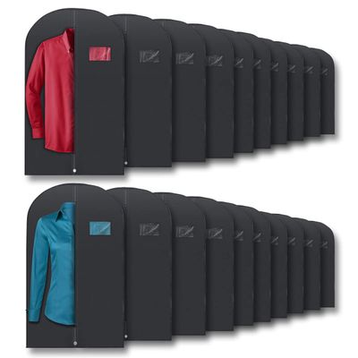 Plixio Garment Bags Suit Bag for Travel and Clothing Storage of Dresses, Dress Shirts, Coats Includes Zipper and Transparent Window (Black - 20 pack: 40")