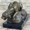 EUROPEAN BRONZE Real Bronze Cougar Panther Mountain Lion Statue Sculpture Statue Figurine Sale Artwork Decor view 2