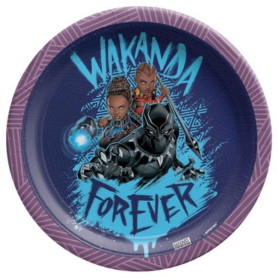 Black Panther "Wakanda Forever" Round Plates, 7" (8-Pack): Vibrant All-Character Designed Plates for Epic Parties & Celebrations