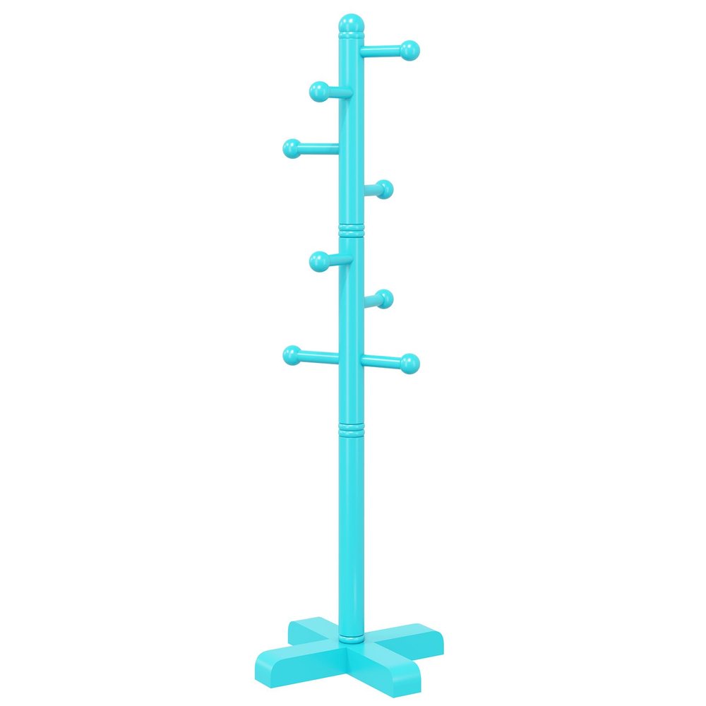 Azaeahom Coat Rack, Freestanding Coat Racks with 8 Hooks 2 Adjustable Height, Tree Coat Rack for Bedroom, Hallway, Entrance, Office, Hats, Handbags,Purse (Blue)