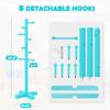 Azaeahom Coat Rack, Freestanding Coat Racks with 8 Hooks 2 Adjustable Height, Tree Coat Rack for Bedroom, Hallway, Entrance, Office, Hats, Handbags,Purse (Blue) view 3