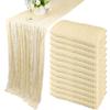 12 Pack 10Ft Cheesecloth Table Runner 35x120 Inch Boho Gauze Rustic Cheese Cloth Long Romantic Table Runner for Wedding Bridal Shower Birthday Party Table Decor (Beige) view 1