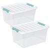Buyitt 6-Pack 35 quart Large Plastic Storage Bin, Latching Box with Clear Base, White Lid and Green Latches view 3
