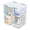 Buyitt 6-Pack 35 quart Large Plastic Storage Bin, Latching Box with Clear Base, White Lid and Green Latches view 4