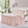 Dainty Homes : Double Ruffle 3 Piece Set Bed Spread Shabby Very Nice Looking Bedding 100% Egyptian Cotton 600 TC 30" Drop Twin -Solid Pink view 1
