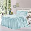 Dainty Homes : Double Ruffle 3 Piece Set Bed Spread Shabby Very Nice Looking Bedding 100% Egyptian Cotton 600 TC 30" Drop Twin XL -Solid Aqua view 1