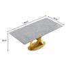 70.8" Modern Dining Table, Grey Sintered Stone Tabletop Dining Table with Solid Carbon Steel Base, Rectangular Dining Room Table for 6 view 2