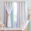 NICETOWN Nursery Curtains for Kids Bedroom, Star Cutout Girls Room Solid Room Darkening Blackout and Sheer Grommet Top Curtain Panel Rainbow Curtains for Baby Room Decor, 1 Pair, W52 x L72 view 1