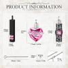 3 Pieces Cremation Urn Necklace for Ashes Vertical Bar Zircon, Heart Crystal Necklace Urn Stainless Steel Waterproof Memorial Pendant(Pink Zircon) view 2