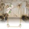 Fichiouy Modern Gold Wall Stand Wedding Arch Backdrop with Plastic Mesh, Wrought Iron Decorative Props Flower Decorative Rack 2M (Gold) view 1
