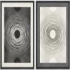 SIGNWIN Framed Canvas Print Wall Art Set Duotone Black White Geometric Ring Landscape Abstract Shapes Illustrations Minimal Decorative Bohemian for Living Room, Bedroom, Office - 24"x36"x2 Black view 1