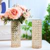 2 Pcs Gold Crystal Metal Tealight Candle Holder for Centerpieces, 10.4 inch Tall Blingbling Hurricane Candle Holder, Decorative Cylinder Vases for Centerpieces Room Decor Party view 2