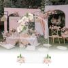 Fichiouy Modern Gold Wall Stand Wedding Arch Backdrop with Plastic Mesh, Wrought Iron Decorative Props Flower Decorative Rack 2M (White) view 2