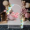 Fichiouy Modern Gold Wall Stand Wedding Arch Backdrop with Plastic Mesh, Wrought Iron Decorative Props Flower Decorative Rack 2M (White) view 3