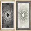 SIGNWIN Framed Canvas Print Wall Art Set Duotone Black White Geometric Ring Landscape Abstract Shapes Illustrations Minimal Decorative Bohemian for Living Room, Bedroom, Office - 24"x36"x2 Natural view 1