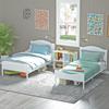 Timy Kids Twin Bed Frame with Wooden Headboard and Footboard, Metal Platform Bed Frame for Boys Girls Teens Adults, Modern Kids Furniture, No Box Spring Needed, White view 3