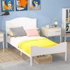 Timy Kids Twin Bed Frame with Wooden Headboard and Footboard, Metal Platform Bed Frame for Boys Girls Teens Adults, Modern Kids Furniture, No Box Spring Needed, White view 4