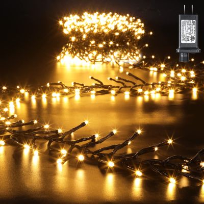 Quntis Cluster Christmas Tree Lights - 760 LEDs 25FT Waterproof Black Wire Firecrackers String Lights - 8 Modes Warm White Twinkle Cluster Christmas Fairy Lights Decor for Holiday Wedding Party