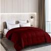 100% Natural Cotton All Season 1 Piece Palatial King Striped Comforter - Burgundy Stripe Quilted Comforter With 4 Corner Tabs - 500 GSM Fill Lightweight Down Alternative Bedding Comforters Only view 1
