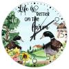 15" Minimalist Clock Life is Better on The Farm Home Decor for Classroom Decorative Farm Garden Duck Wall Clocks Non-Ticking Quartz Round Wooden Wall Clock Rustic for Children's Room Fitness Room view 1