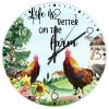 15" Wooden Wall Clock Life is Better on The Farm Fireplace Decor for Home Retro Chicken Paintings Farm Animal Wall Clocks Silent Non-Ticking Round Wooden Wall Clock Rustic for Indoor Exercise Room view 1