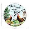 15" Wooden Wall Clock Life is Better on The Farm Fireplace Decor for Home Retro Chicken Paintings Farm Animal Wall Clocks Silent Non-Ticking Round Wooden Wall Clock Rustic for Indoor Exercise Room view 2