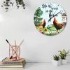 15" Wooden Wall Clock Life is Better on The Farm Fireplace Decor for Home Retro Chicken Paintings Farm Animal Wall Clocks Silent Non-Ticking Round Wooden Wall Clock Rustic for Indoor Exercise Room view 3