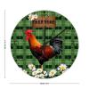 15" Silent Wall Clock Farm Home Buffalo Plaid Rooster Coffee Decor for Office Modern Rooster Countryside Daisy Printed Wall Clocks Non-Ticking Round Wooden Wall Clock Rustic for Art Room Workshop view 2