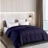 100% Natural Cotton All Season 1 Piece Eastern King Striped Comforter - Navy Stripe Quilted Comforter with 4 Corner Tabs - 500 GSM Fill Lightweight Down Alternative Bedding Comforters Only view 1