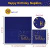 DYLIVeS Happy Birthday Napkins, Blue and Gold Foil Dots Napkins Disposable Paper Napkins for Dinner Picnic Cocktail Birthday Party Supplies Decorations for Boy Man, 6.5 x 6.5 Inch (Pack of 50) view 2
