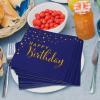 DYLIVeS Happy Birthday Napkins, Blue and Gold Foil Dots Napkins Disposable Paper Napkins for Dinner Picnic Cocktail Birthday Party Supplies Decorations for Boy Man, 6.5 x 6.5 Inch (Pack of 50) view 4