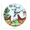 15 Inch Wood Wall Clock Life is Better on The Farm Coffee Decor for Garage Farmhouse Rooster Chicken Animal Wall Clocks Round Silent Non-Ticking Round Wooden Wall Clock Country for Gym Entryway view 2
