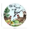 15" Silent Wall Clock Life is Better on The Farm Fireplace Decor for Office Farmhouse Chicken Farm Animal Wall Clocks Non Ticking Analog Round Wooden Wall Clock Rustic for Art Room Family Room view 2