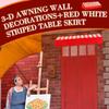 Tallew 6 Pcs 3D Circus Awning Wall Decorations and Stripe Table Skirts Cardboard Awning Tent Decors for Doors Window Classroom Concession Room Carnival Circus Party Decorations (Red and White) view 4
