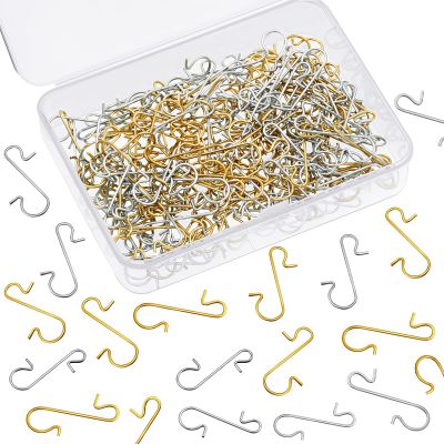 Tatuo 400 Pieces Christmas Ornament Hooks Ornament Hangers Xmas Metal Wire Hooks with Storage Box for Christmas Tree Decoration (Gold,Silver)