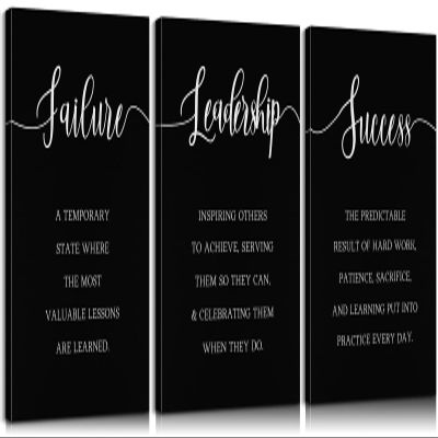 3 Pieces Success Motivational Canvas Wall Art Failure Positive Quotes Wall Decor Motivational Gifts Leadership Inspirational Poster for Office Classroom Home Decor Easy to Hang (12''Wx16''Hx3)